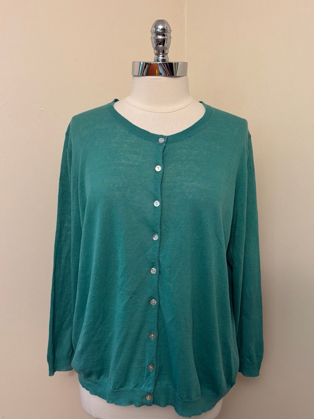Brora Blue Linen Cotton Blend Cardigan Size 18UK/14US NWT